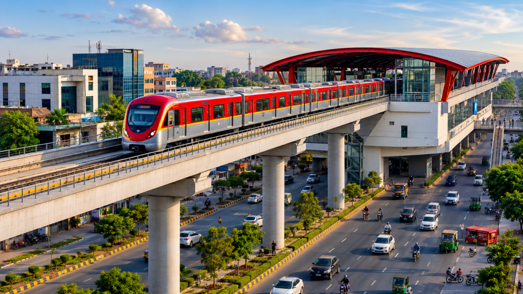Lahore Orange Line metro raising property value near an elevated station