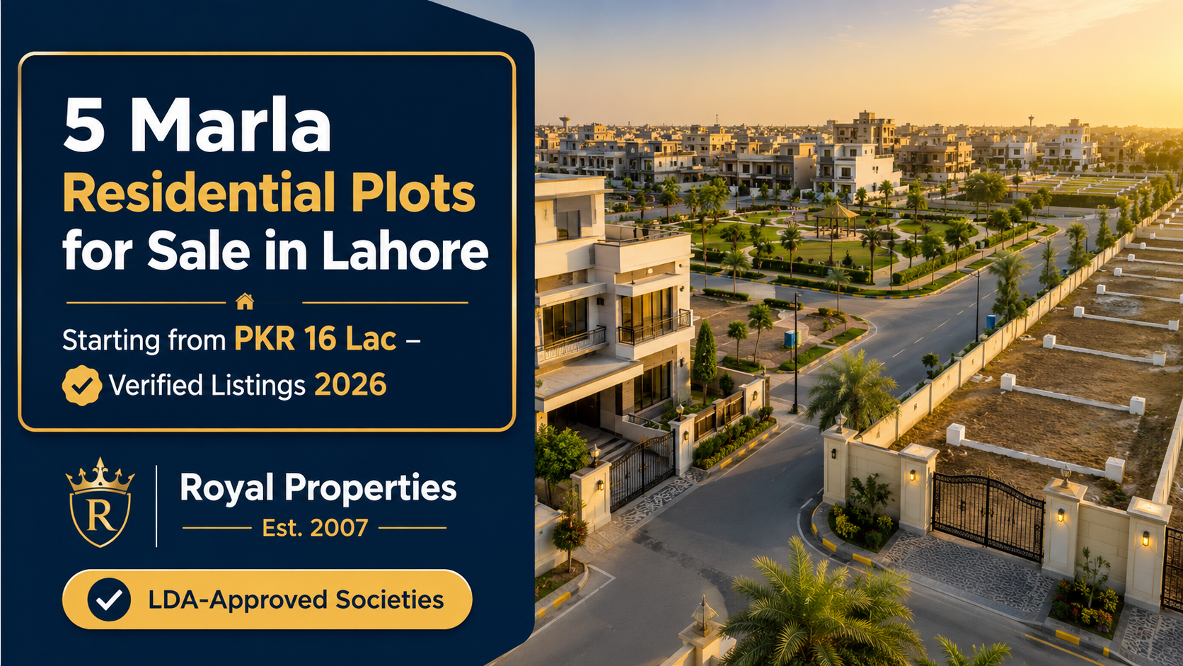 5 Marla residential plot in Lahore starting from PKR 16 lac – Royal Properties 2026